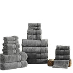 Benzara Bergamo 18 Piece Spun loft Towel Set with Twill Weave , Charcoal Gray