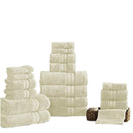 Benzara Bergamo 18 Piece Spun loft Towel Set with Twill Weave , Cream