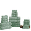 Benzara Bergamo 18 Piece Spun Loft Towel Set with Striped Pattern , Green