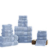 Benzara Bergamo 18 Piece Spun Loft Towel Set with Striped Pattern , Blue