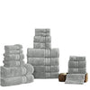 Benzara Bergamo 18 Piece Spun loft Towel Set with Striped Pattern , Gray