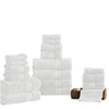 Benzara Bergamo 18 Piece Spun loft Towel Set with Striped Pattern , White