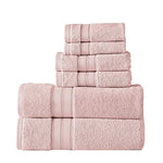 Benzara Bergamo 6 Piece Spun Loft Towel Set with Twill Weaving , Pink