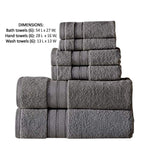 Benzara Bergamo 6 Piece Spun loft Towel Set with Twill Weaving , Charcoal Gray