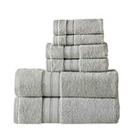 Benzara Bergamo 6 Piece Spun loft Towel Set with Twill Weaving , Light Gray