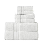 Benzara Bergamo 6 Piece Spun Loft Towel Set with Twill Weaving , White