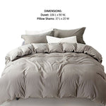 Benzara Halden 3 Piece Linen King Size Duvet Set, Platinum Gray