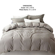 Benzara Halden 3 Piece Linen King Size Duvet Set, Platinum Gray