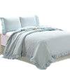 Benzara Halden 3 Piece Cotton King Size Duvet Set with Ruffle Design, Blue