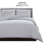 Benzara Halden 3 Piece Queen Size Duvet Set with Seersucker Design, Gray