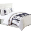Benzara Halden 3 Piece King Duvet Set with Pleated Design, White and Black