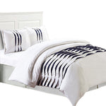 Benzara Halden 3 Piece King Duvet Set with Pleated Design, White and Black