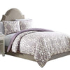 Benzara Skien 3 Piece Queen Duvet Set with Damask Print, White and Purple