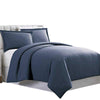 Benzara Horten 3 Piece Full Size Microfiber Duvet Set, Navy Blue