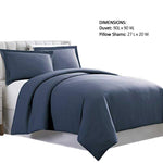 Benzara Horten 3 Piece Full Size Microfiber Duvet Set, Navy Blue