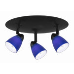 Benzara 3 Light Glass Shade  120V Metal Ceiling Fixture, Black and Blue