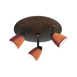 Benzara 3 Light Glass Shade  120V Metal Ceiling Fixture, Bronze and Orange