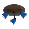 Benzara 3 Light Glass Shade  120V Metal Ceiling Fixture, Bronze and Blue