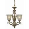Benzara 3 Bulb Uplight Chandelier with Metal Frame and Glass Shade,Beige and Bronze