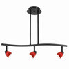 Benzara 3 Light 120V Metal Track Light Fixture with Glass Shade, Black and Red