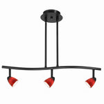Benzara 3 Light 120V Metal Track Light Fixture with Glass Shade, Black and Red