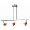 Benzara 3 Light 120V Metal Track Light Fixture with Glass Shade, Silver and Yellow