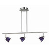 Benzara 3 Light 120V Metal Track Light Fixture with Glass Shade, Blue and Silver