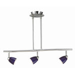 Benzara 3 Light 120V Metal Track Light Fixture with Glass Shade, Blue and Silver