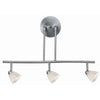 Benzara 3 Light 120V Metal Track Light Fixture with Glass Shade, White and Silver