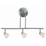 Benzara 3 Light 120V Metal Track Light Fixture with Glass Shade, White and Silver