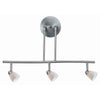 Benzara 3 Light 120V Metal Track Light Fixture with Glass Shade, Silver and White