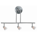 Benzara 3 Light 120V Metal Track Light Fixture with Glass Shade, Silver and White