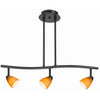 Benzara 3 Light 120V Metal Track Light Fixture with Glass Shade, Black and Yellow