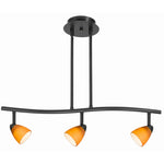 Benzara 3 Light 120V Metal Track Light Fixture with Glass Shade, Black and Yellow
