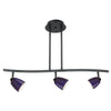 Benzara 3 Light 120V Metal Track Light Fixture with Glass Shade, Black and Blue