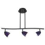 Benzara 3 Light 120V Metal Track Light Fixture with Glass Shade, Black and Blue