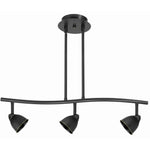 Benzara 3 Light 120V Metal Track Light Fixture with Round Shade, Black