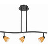 Benzara 3 Light 120V Metal Track Light Fixture with Glass Shade, Black and Yellow