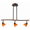 Benzara 3 Light 120V Metal Track Light Fixture with Glass Shade, Brown and Yellow
