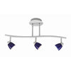Benzara 3 Light 120V Metal Track Light Fixture with Glass Shade, White and Blue