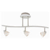 Benzara 3 Light 120V Metal Track Light Fixture with Glass Shade, White