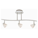 Benzara 3 Light 120V Metal Track Light Fixture with Glass Shade, White