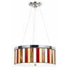Benzara 3 Bulb Glass Drum Chandelier with Stripe Pattern, Multicolor