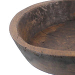 Benzara Circular Wooden bowl with Textures and Weathered Details, Large, Brown
