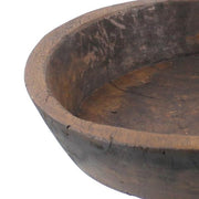 Benzara Circular Wooden bowl with Textures and Weathered Details, Large, Brown