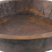 Benzara Circular Wooden bowl with Textures and Weathered Details, Large, Brown