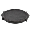 Benzara Circular Stone Plate with Handles and Textured Details, Black