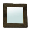 Benzara Wooden Frame Square Mirror with Textured Details, Small, Brown