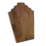 Benzara Shield Shape Wooden Necklace stand with Grain Details, Small, Brown