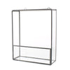 Benzara Rectangular Metal Frame Wall Shelf with Ring Holders, Small, Gray and Clear